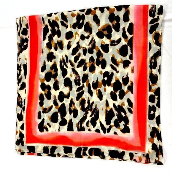 Leopard Scarf with pink watercolor ribbon border - Picture 1 of 5